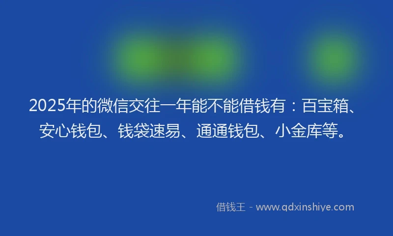 2025年的微信交往一年能不能借钱有：百宝箱、安心钱包、钱袋速易、通通钱包、小金库等。