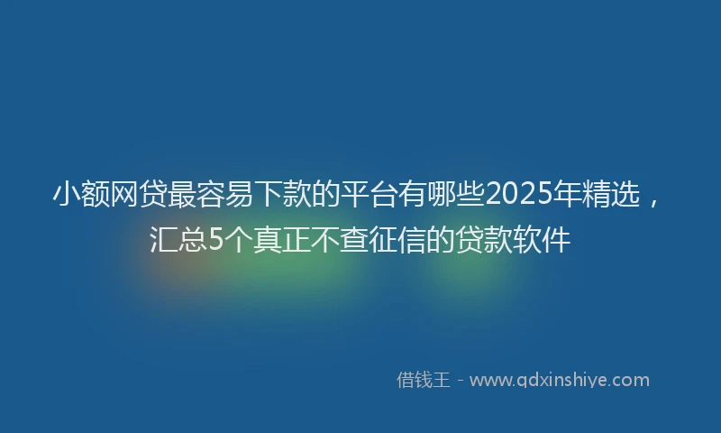 小额网贷最容易下款的平台有哪些2025年精选，汇总5个真正不查征信的贷款软件
