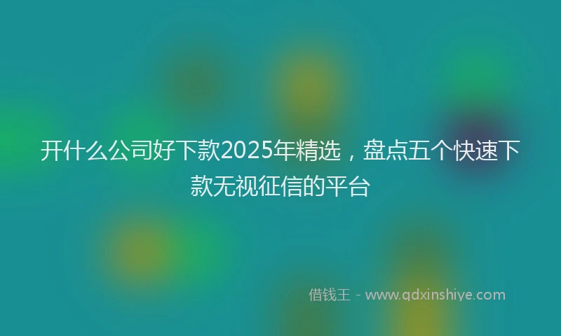开什么公司好下款2025年精选，盘点五个快速下款无视征信的平台