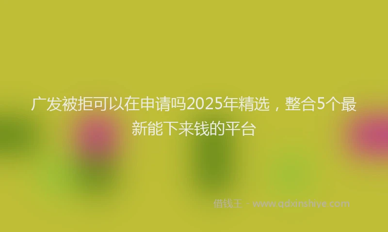 广发被拒可以在申请吗2025年精选，整合5个最新能下来钱的平台