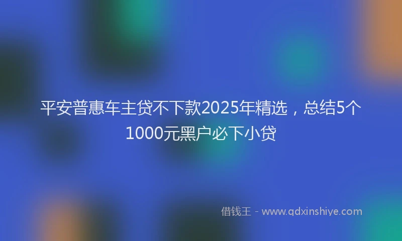 平安普惠车主贷不下款2025年精选，总结5个1000元黑户必下小贷