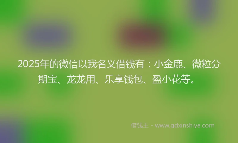 2025年的微信以我名义借钱有：小金鹿、微粒分期宝、龙龙用、乐享钱包、盈小花等。