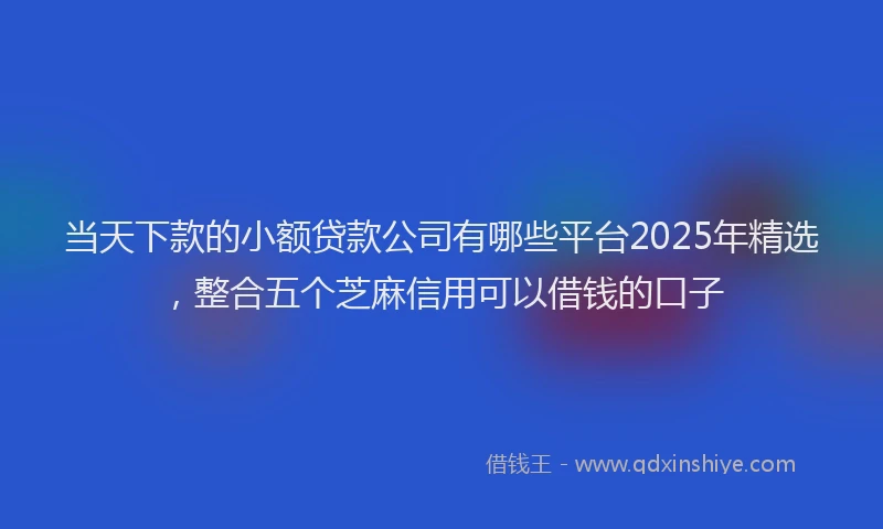 当天下款的小额贷款公司有哪些平台2025年精选，整合五个芝麻信用可以借钱的口子