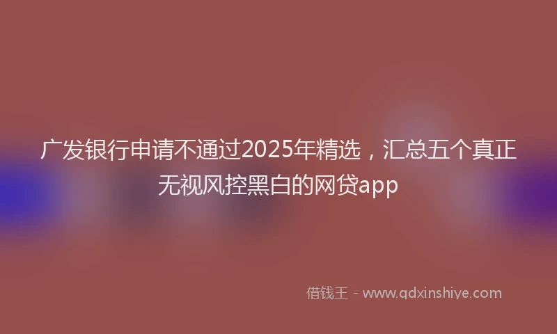 广发银行申请不通过2025年精选，汇总五个真正无视风控黑白的网贷app