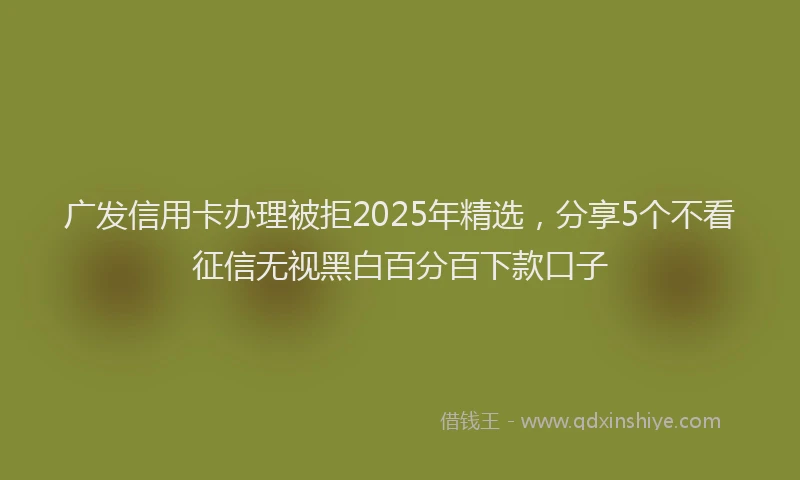 广发信用卡办理被拒2025年精选，分享5个不看征信无视黑白百分百下款口子