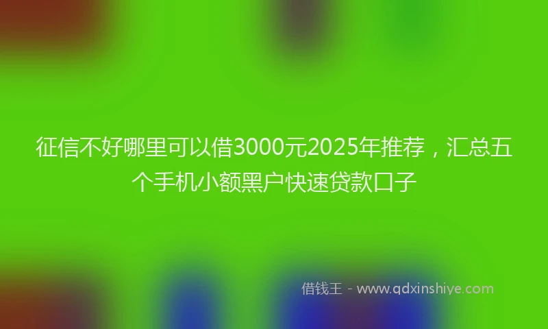 征信不好哪里可以借3000元2025年推荐，汇总五个手机小额黑户快速贷款口子