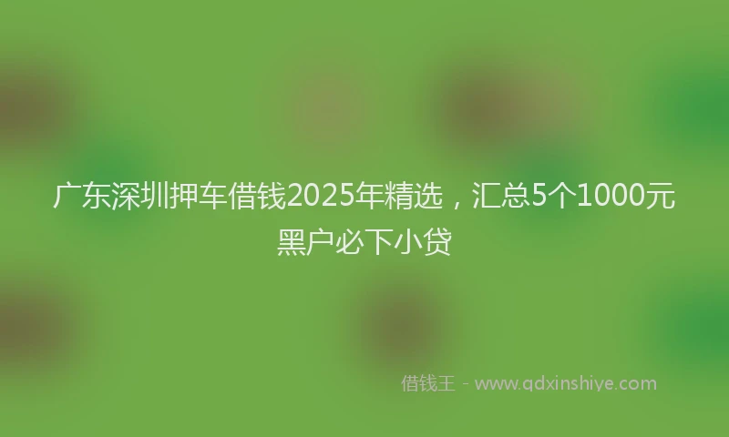 广东深圳押车借钱2025年精选，汇总5个1000元黑户必下小贷