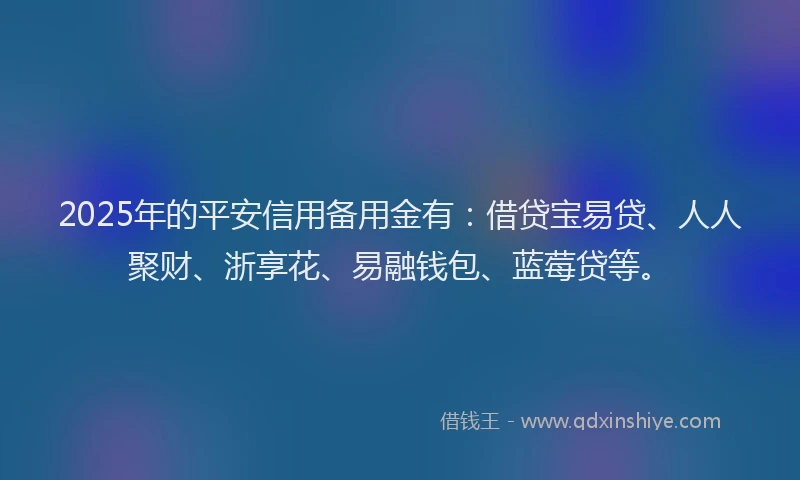 2025年的平安信用备用金有：借贷宝易贷、人人聚财、浙享花、易融钱包、蓝莓贷等。