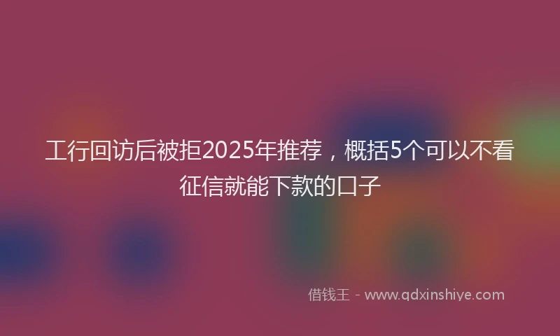 工行回访后被拒2025年推荐，概括5个可以不看征信就能下款的口子