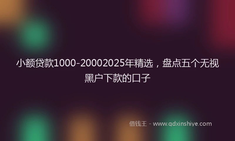 小额贷款1000-20002025年精选，盘点五个无视黑户下款的口子