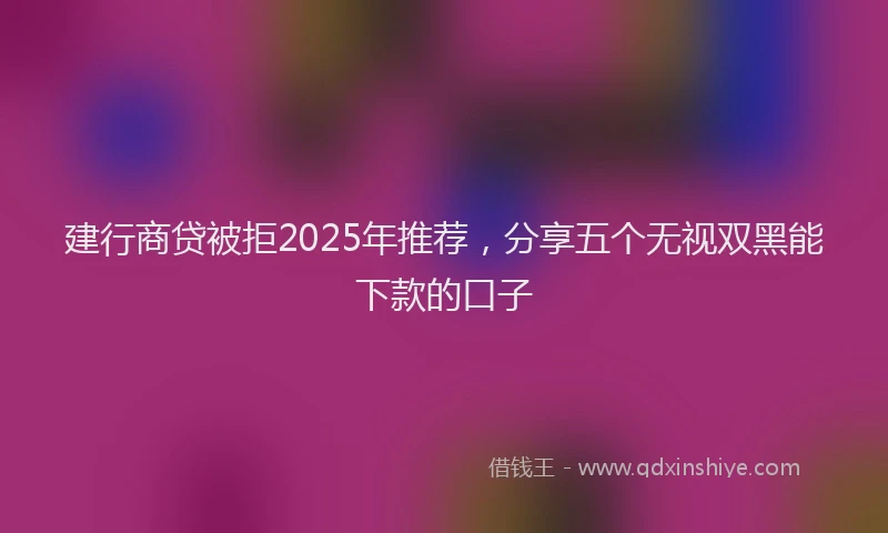 建行商贷被拒2025年推荐，分享五个无视双黑能下款的口子