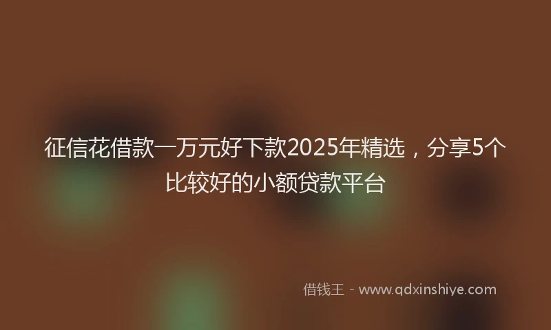 征信花借款一万元好下款2025年精选，分享5个比较好的小额贷款平台