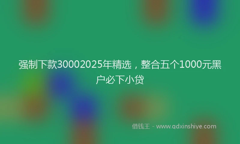 强制下款30002025年精选，整合五个1000元黑户必下小贷