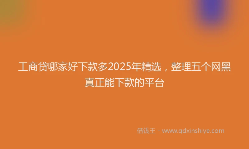 工商贷哪家好下款多2025年精选，整理五个网黑真正能下款的平台