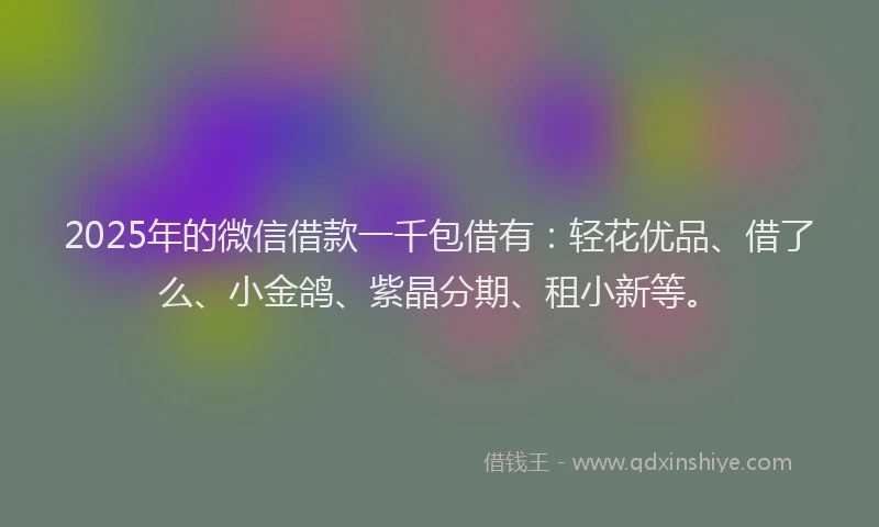 2025年的微信借款一千包借有：轻花优品、借了么、小金鸽、紫晶分期、租小新等。