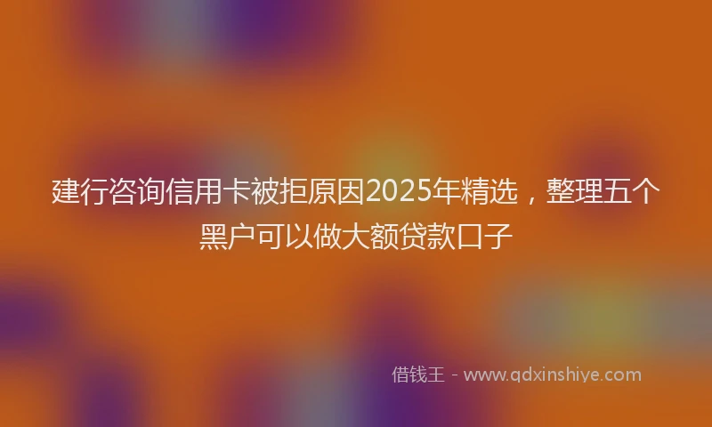 建行咨询信用卡被拒原因2025年精选，整理五个黑户可以做大额贷款口子