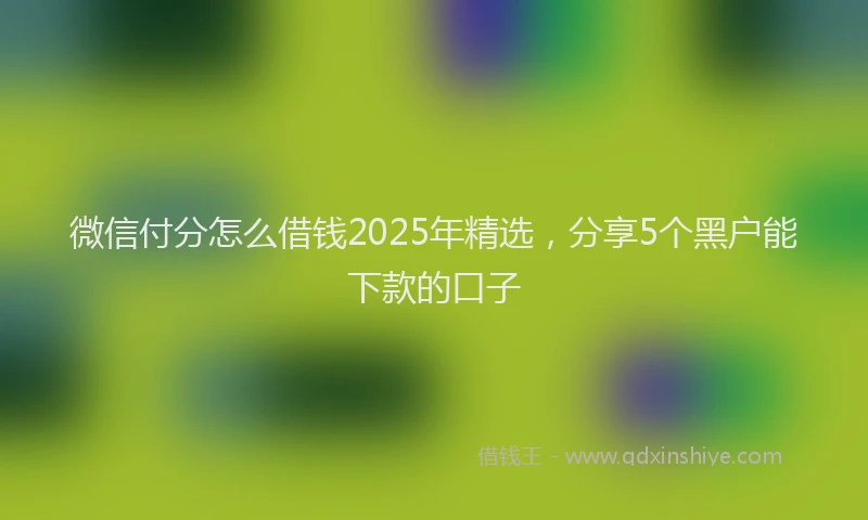 微信付分怎么借钱2025年精选，分享5个黑户能下款的口子