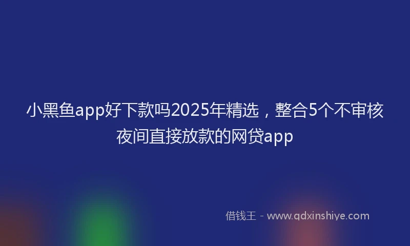 小黑鱼app好下款吗2025年精选，整合5个不审核夜间直接放款的网贷app