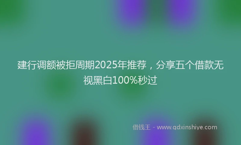 建行调额被拒周期2025年推荐，分享五个借款无视黑白100%秒过