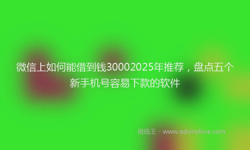 微信上如何能借到钱30002025年推荐，盘点五个新手机号容易下款的软件