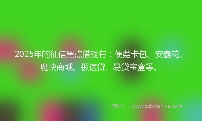 2025年的征信黑点借钱有：便荔卡包、安鑫花、魔快商城、极速贷、易贷宝盒等。