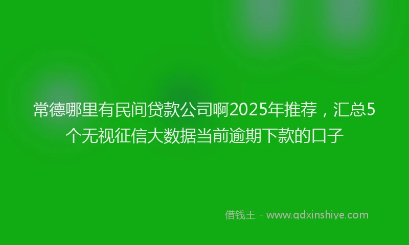 常德哪里有民间贷款公司啊2025年推荐，汇总5个无视征信大数据当前逾期下款的口子