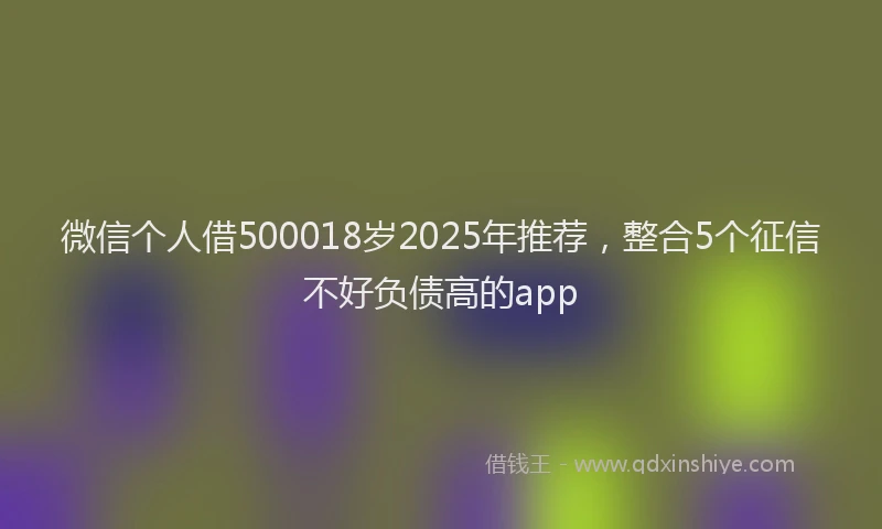 微信个人借500018岁2025年推荐，整合5个征信不好负债高的app
