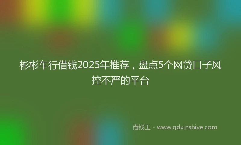 彬彬车行借钱2025年推荐，盘点5个网贷口子风控不严的平台