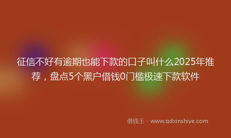 征信不好有逾期也能下款的口子叫什么2025年推荐，盘点5个黑户借钱0门槛极速下款软件