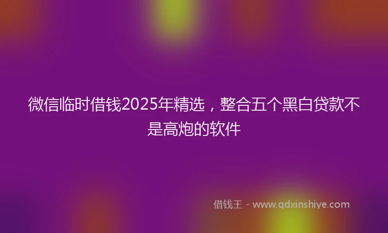 微信临时借钱2025年精选，整合五个黑白贷款不是高炮的软件