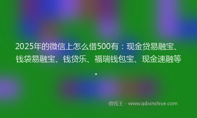 2025年的微信上怎么借500有：现金贷易融宝、钱袋易融宝、钱贷乐、福瑞钱包宝、现金速融等。