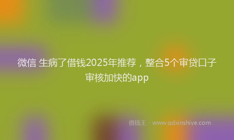 微信 生病了借钱2025年推荐，整合5个审贷口子审核加快的app