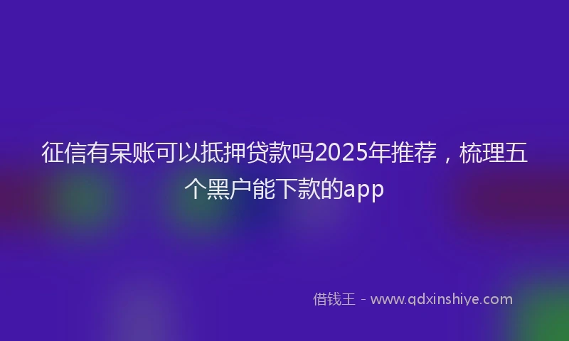 征信有呆账可以抵押贷款吗2025年推荐，梳理五个黑户能下款的app