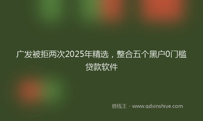 广发被拒两次2025年精选，整合五个黑户0门槛贷款软件