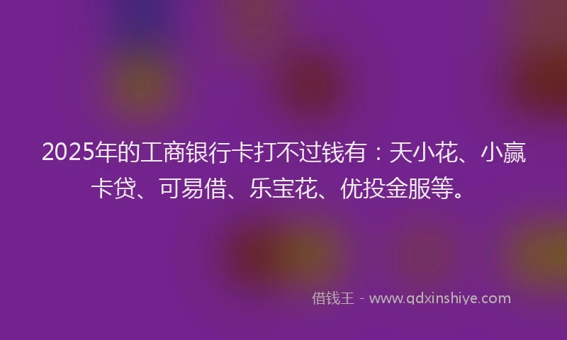 2025年的工商银行卡打不过钱有：天小花、小赢卡贷、可易借、乐宝花、优投金服等。
