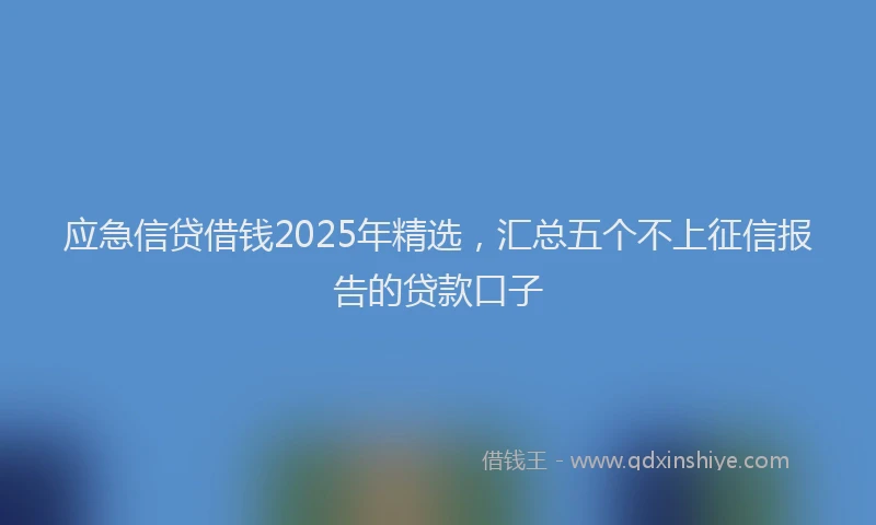 应急信贷借钱2025年精选，汇总五个不上征信报告的贷款口子