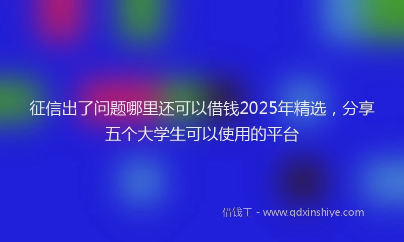征信出了问题哪里还可以借钱2025年精选，分享五个大学生可以使用的平台
