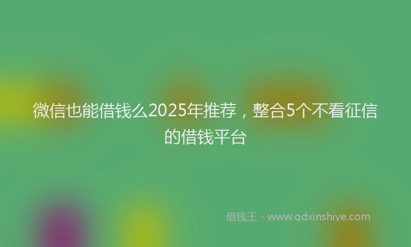 微信也能借钱么2025年推荐，整合5个不看征信的借钱平台