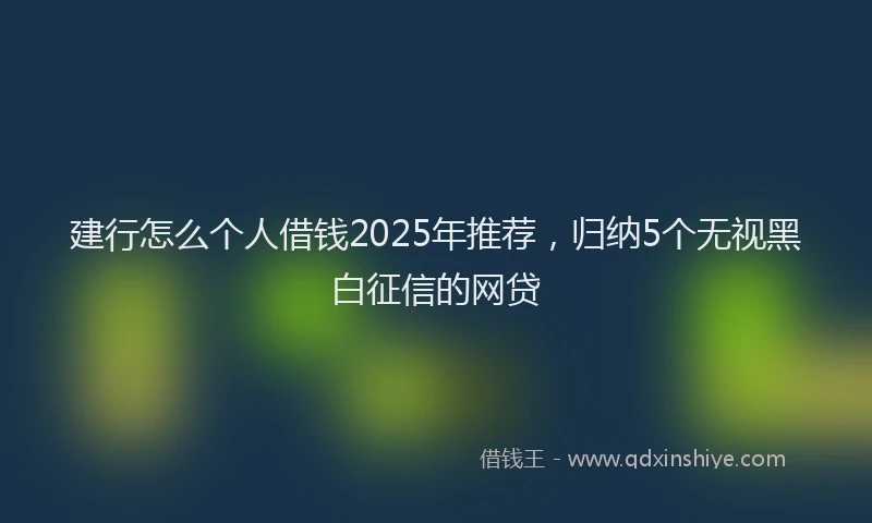 建行怎么个人借钱2025年推荐，归纳5个无视黑白征信的网贷