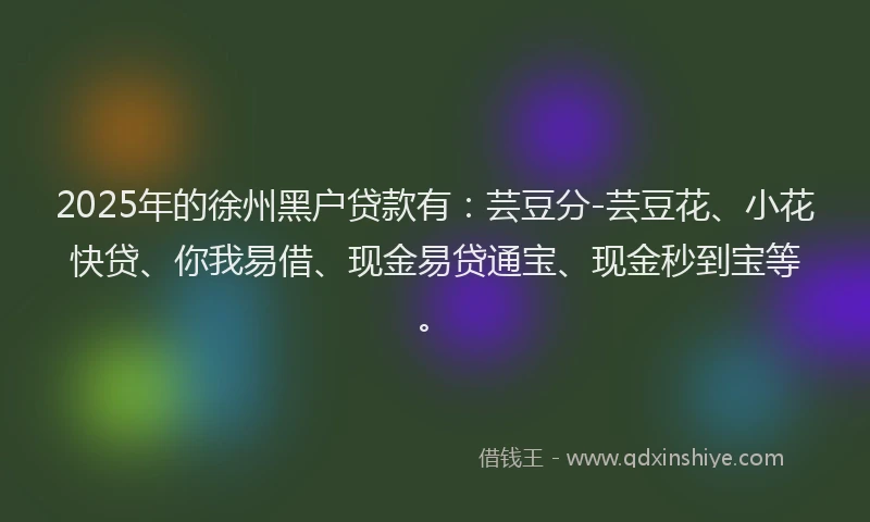 2025年的徐州黑户贷款有：芸豆分-芸豆花、小花快贷、你我易借、现金易贷通宝、现金秒到宝等。