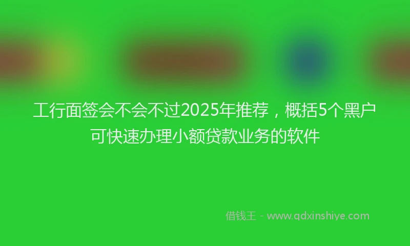 工行面签会不会不过2025年推荐，概括5个黑户可快速办理小额贷款业务的软件