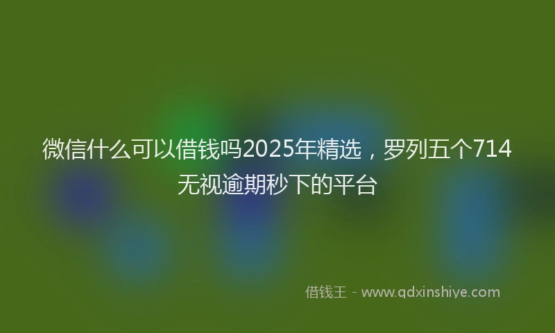 微信什么可以借钱吗2025年精选，罗列五个714无视逾期秒下的平台