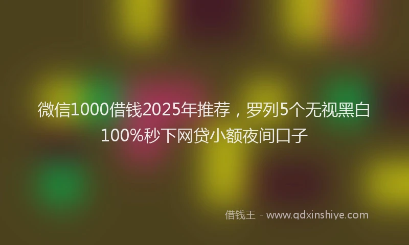 微信1000借钱2025年推荐，罗列5个无视黑白100%秒下网贷小额夜间口子