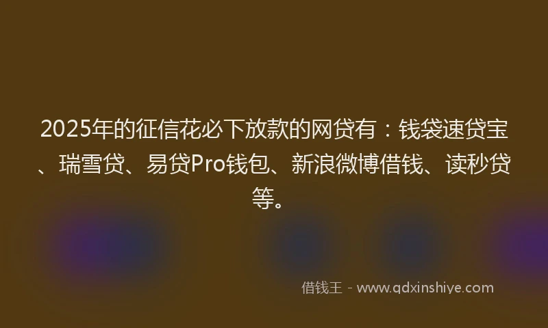 2025年的征信花必下放款的网贷有：钱袋速贷宝、瑞雪贷、易贷Pro钱包、新浪微博借钱、读秒贷等。