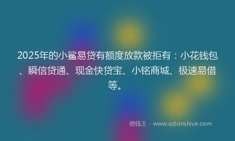 2025年的小鲨易贷有额度放款被拒有：小花钱包、瞬信贷通、现金快贷宝、小铭商城、极速易借等。