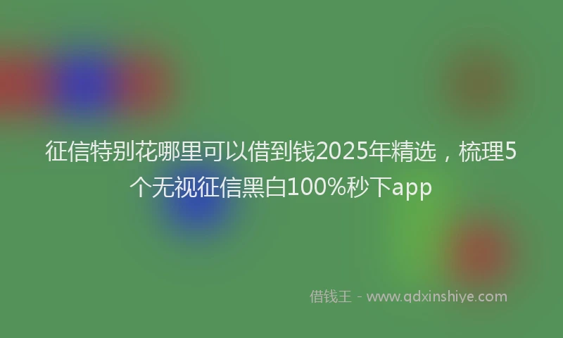 征信特别花哪里可以借到钱2025年精选，梳理5个无视征信黑白100%秒下app