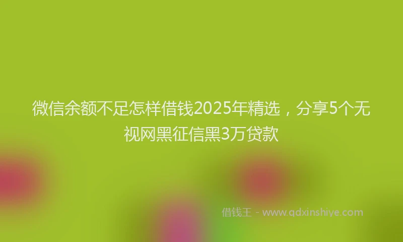 微信余额不足怎样借钱2025年精选，分享5个无视网黑征信黑3万贷款