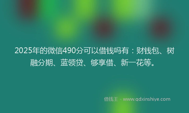 2025年的微信490分可以借钱吗有：财钱包、树融分期、蓝领贷、够享借、新一花等。