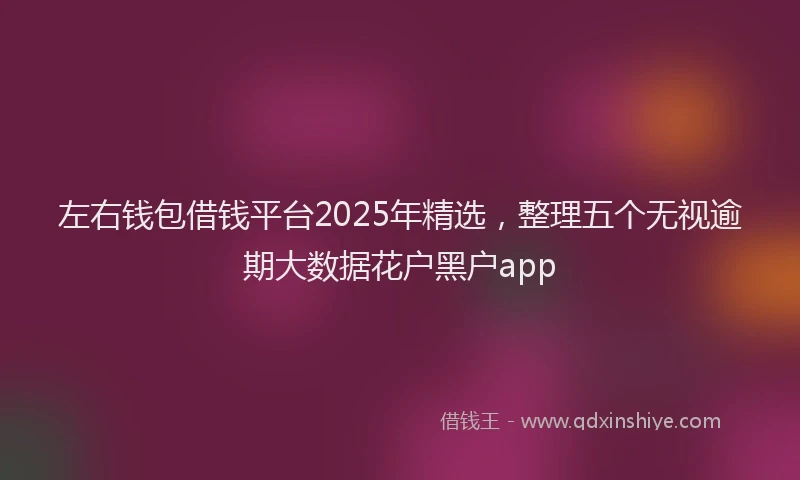 左右钱包借钱平台2025年精选，整理五个无视逾期大数据花户黑户app