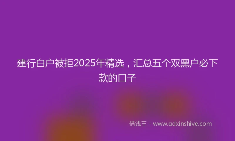 建行白户被拒2025年精选，汇总五个双黑户必下款的口子